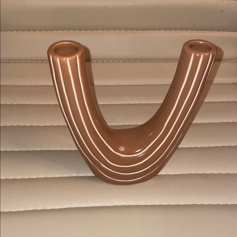 Brown Ceramic Double Vase